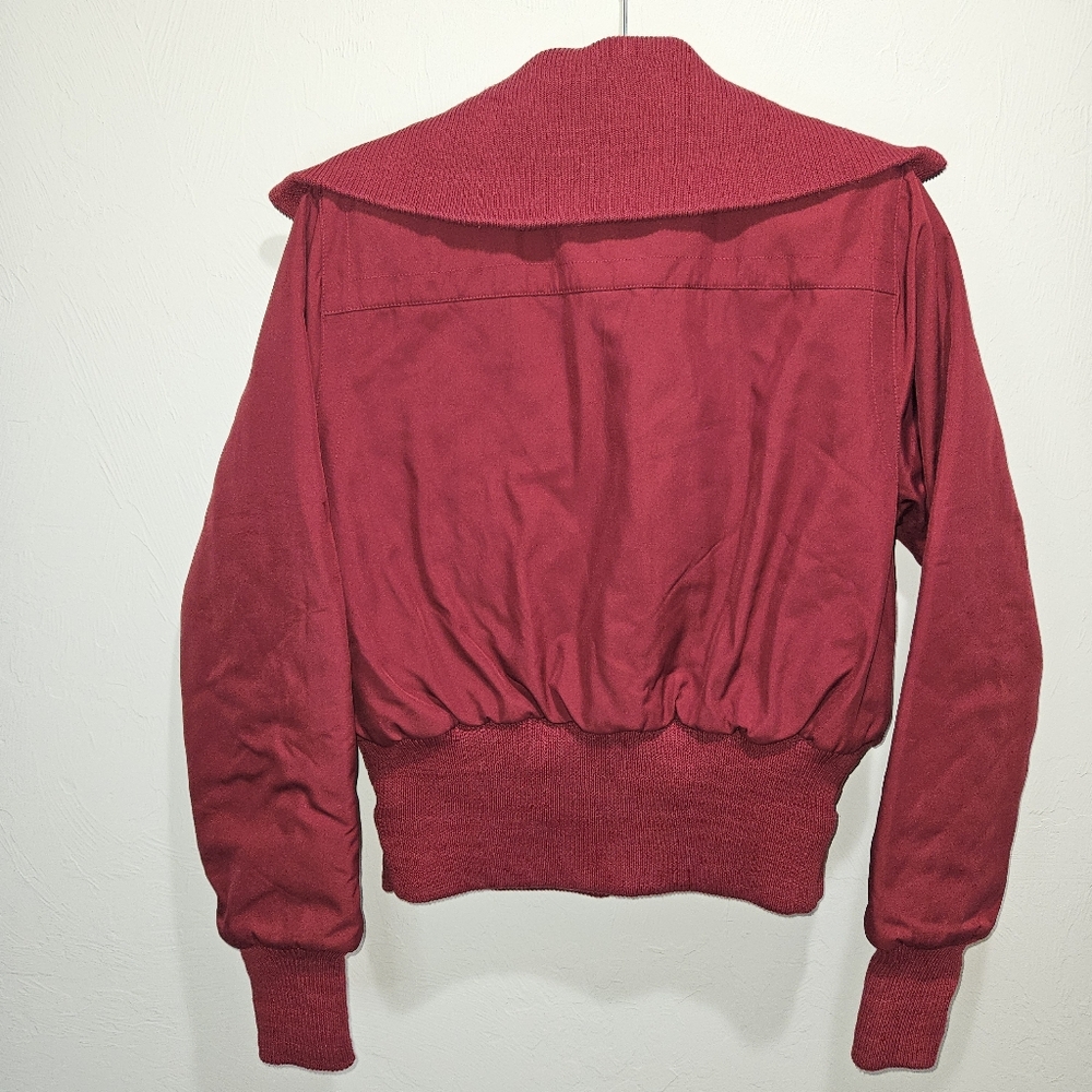 Alpha Industries Coat Jacket Maroon Red Women Large Outerwear Winter Mid Crop - Picture 8 of 14